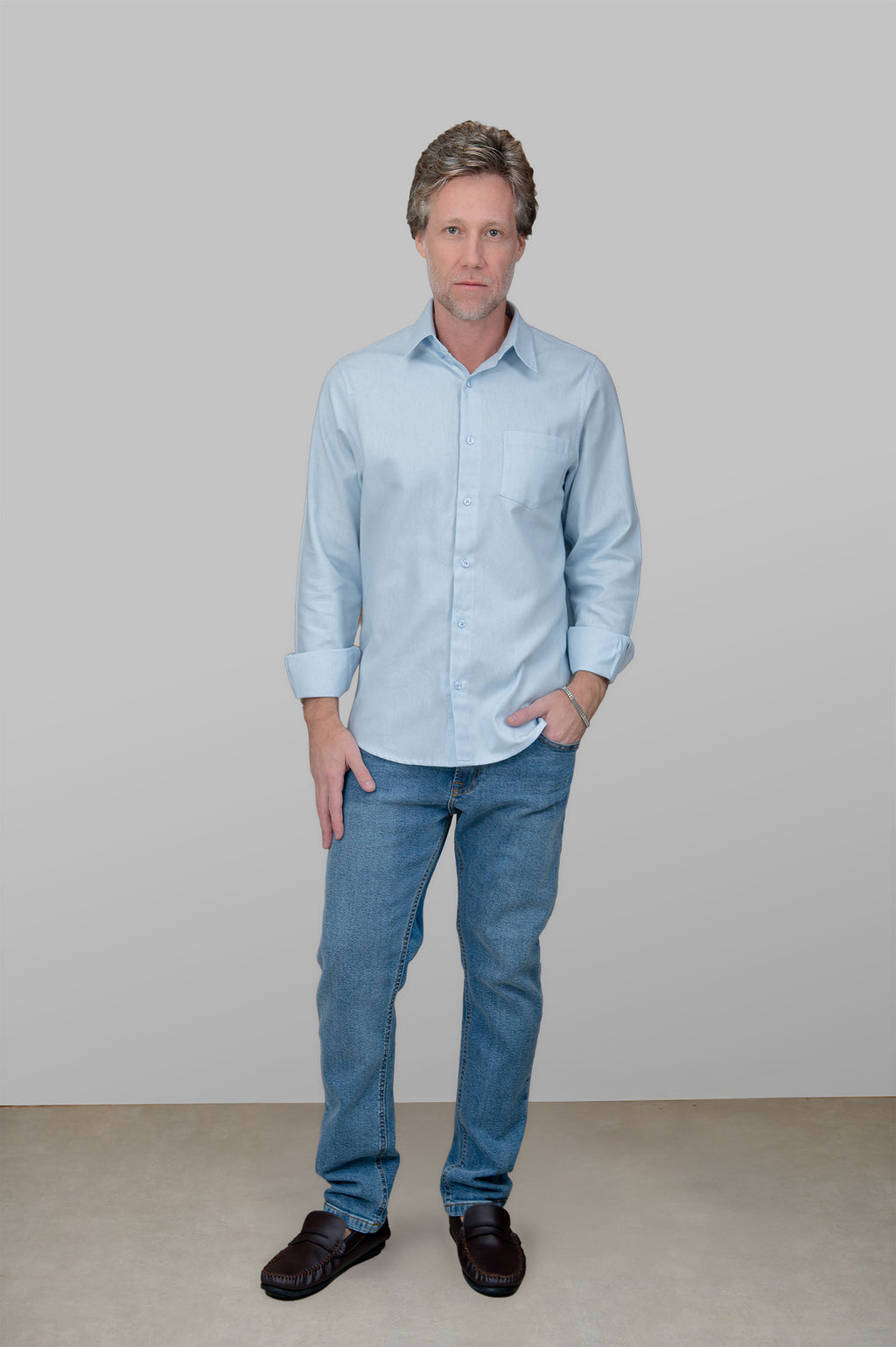 Camisa de Flanela Azul Claro