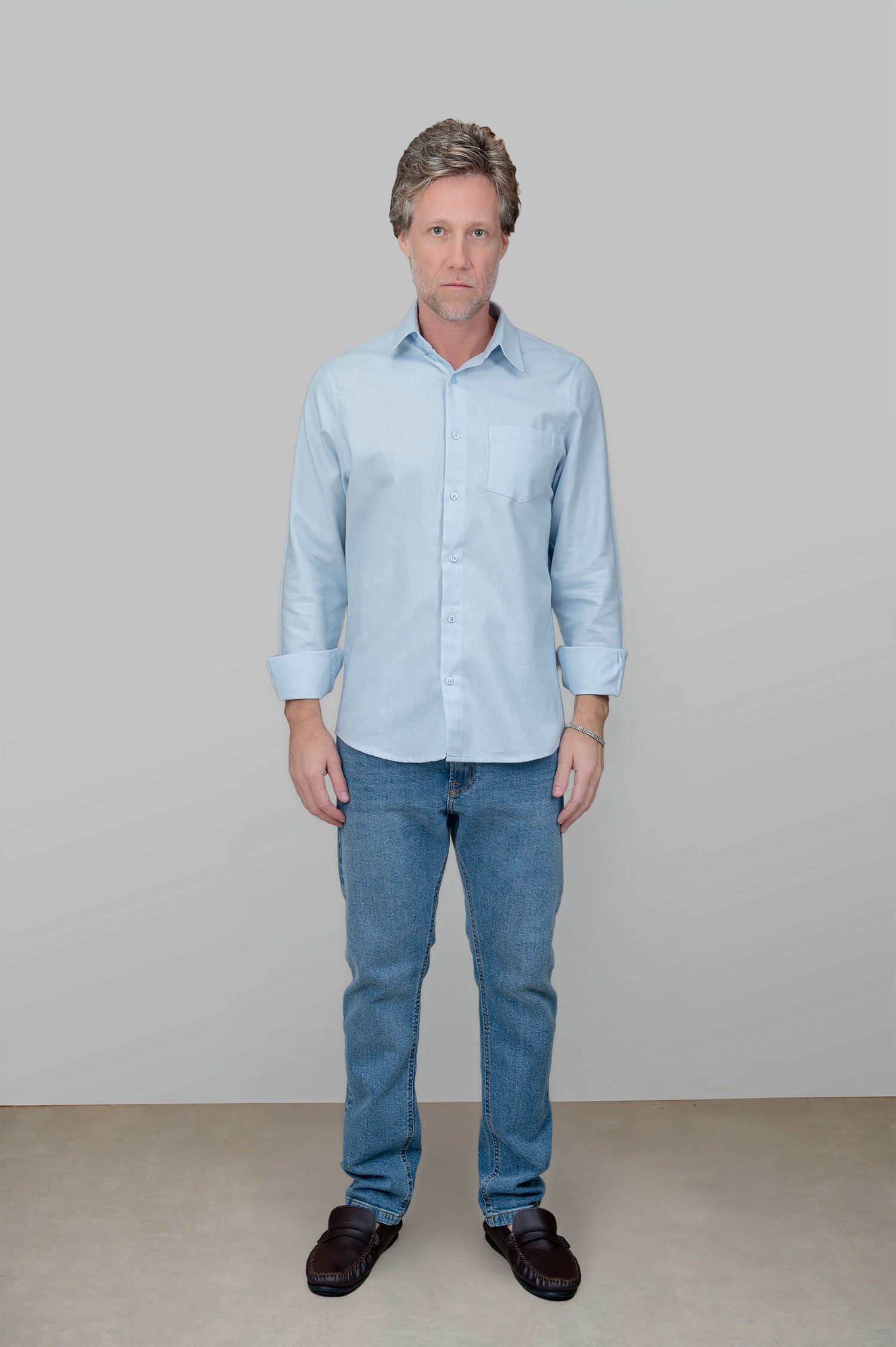 Camisa de Flanela Azul Claro