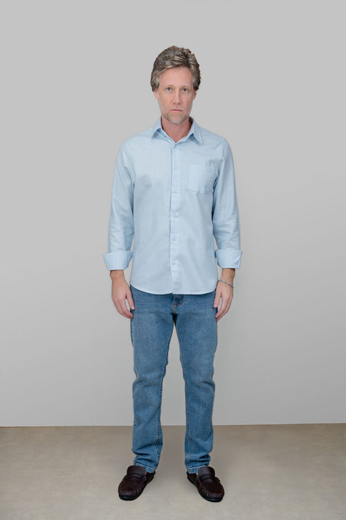 Camisa de Flanela Azul Claro