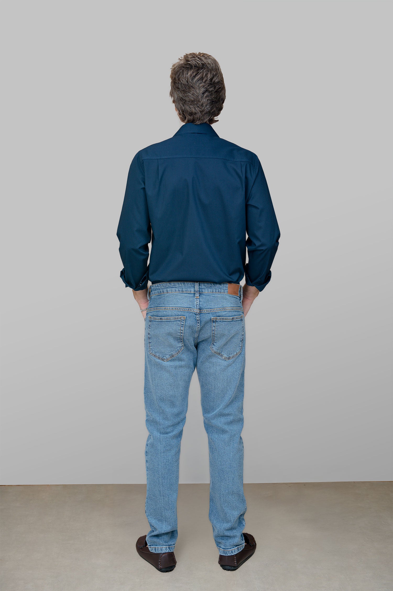 Camisa Masculina Algodão Manga Longa Marinho