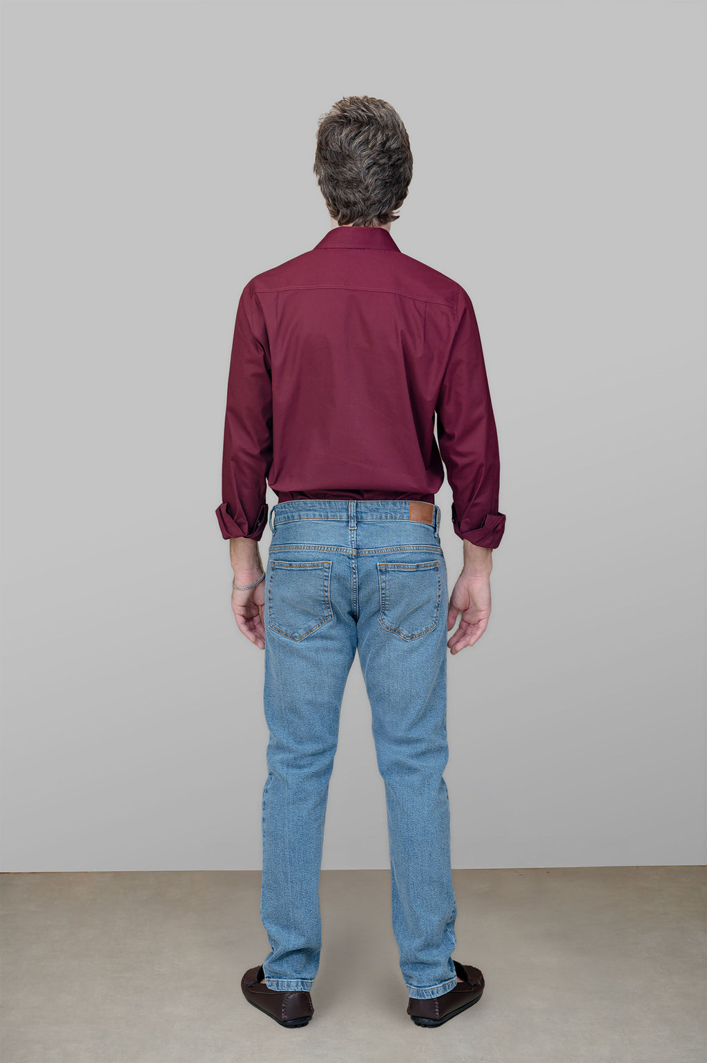 Camisa Masculina Algodão Manga Longa Marsala