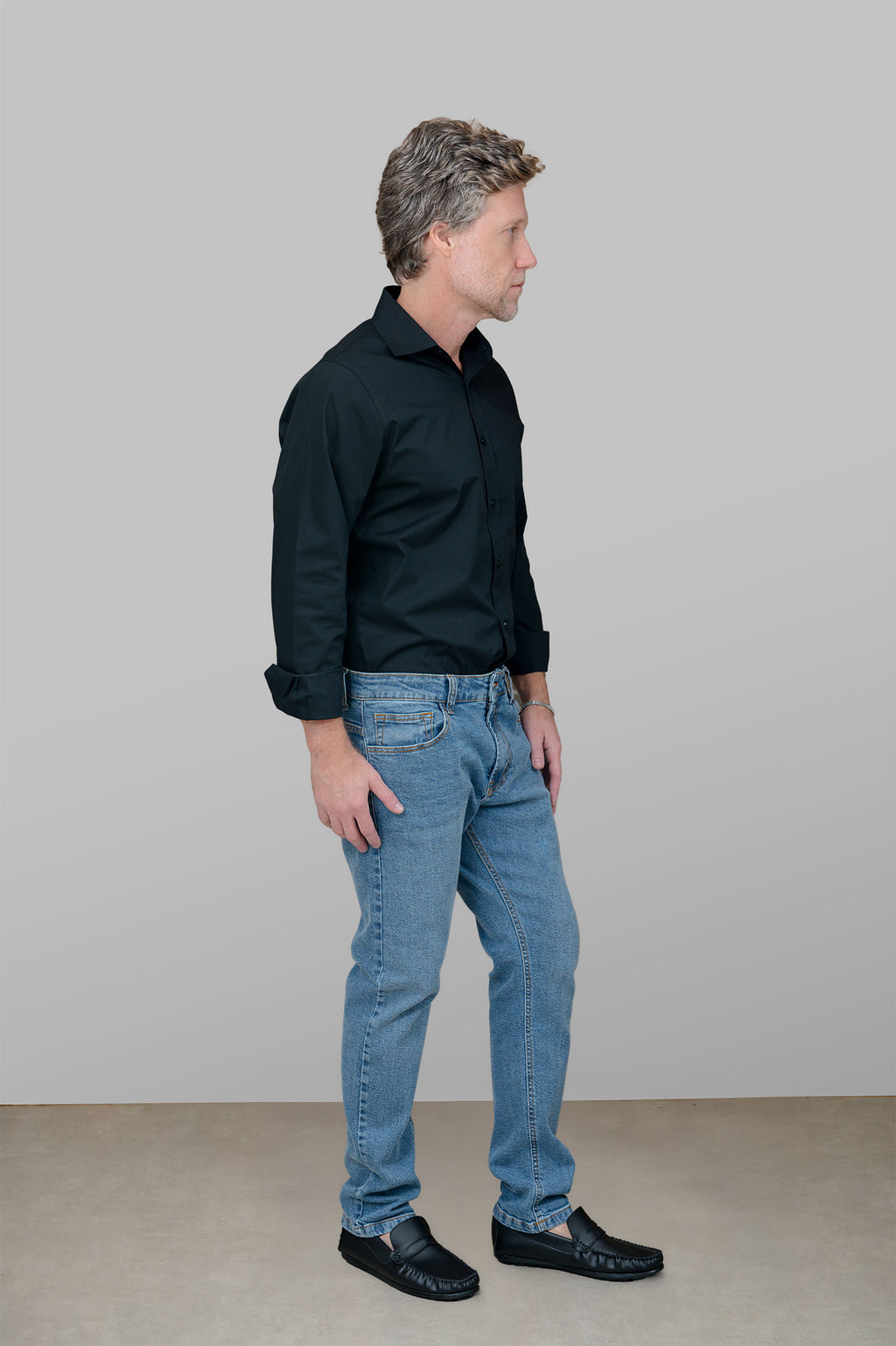 Camisa Masculina Algodão Manga Longa Preta