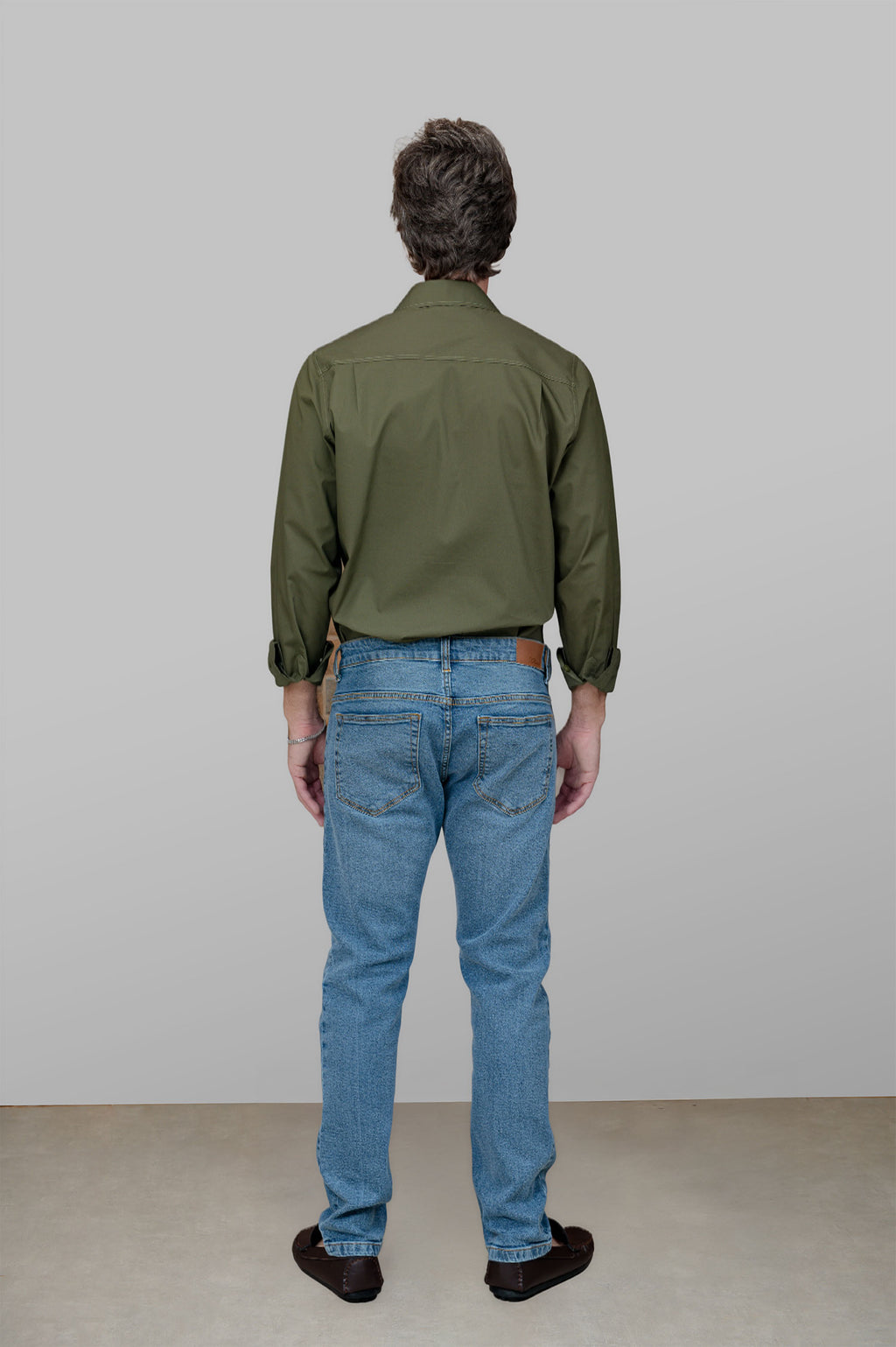 Camisa Masculina Algodão Manga Verde Escuro