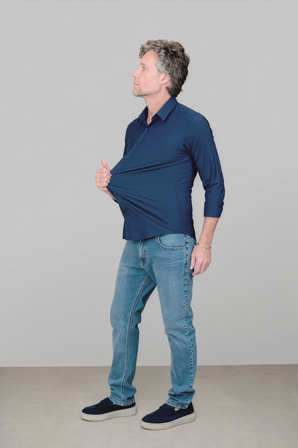 Camisa Tech Slim de Poliamida Marinho