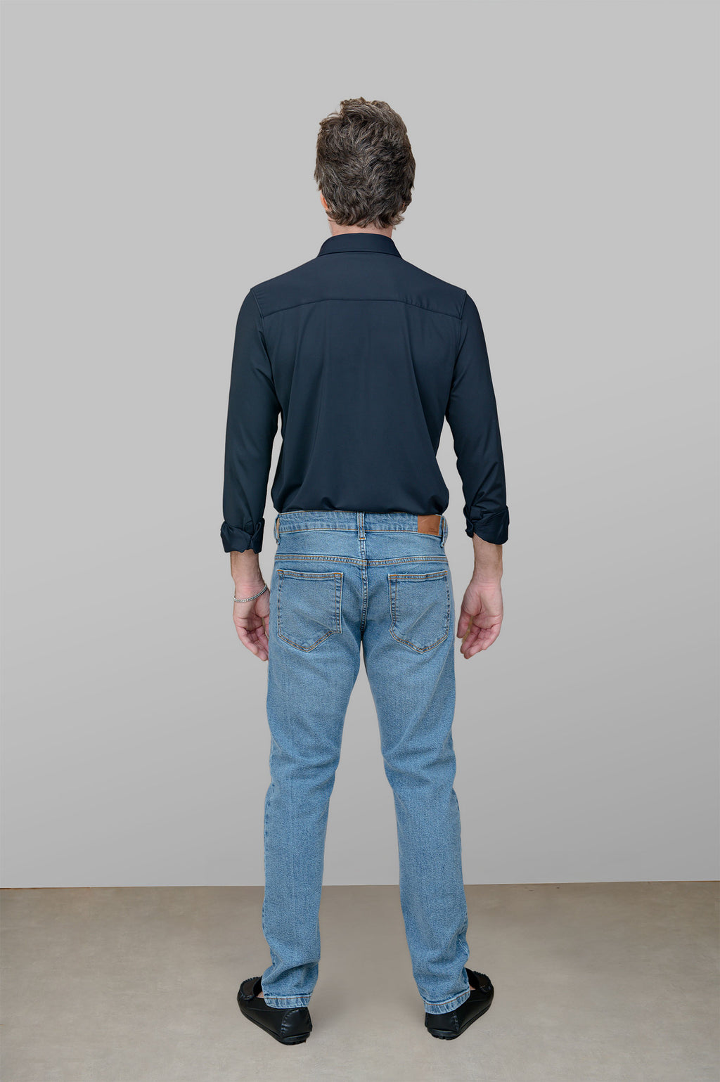 Camisa Slim de Poliamida Preta