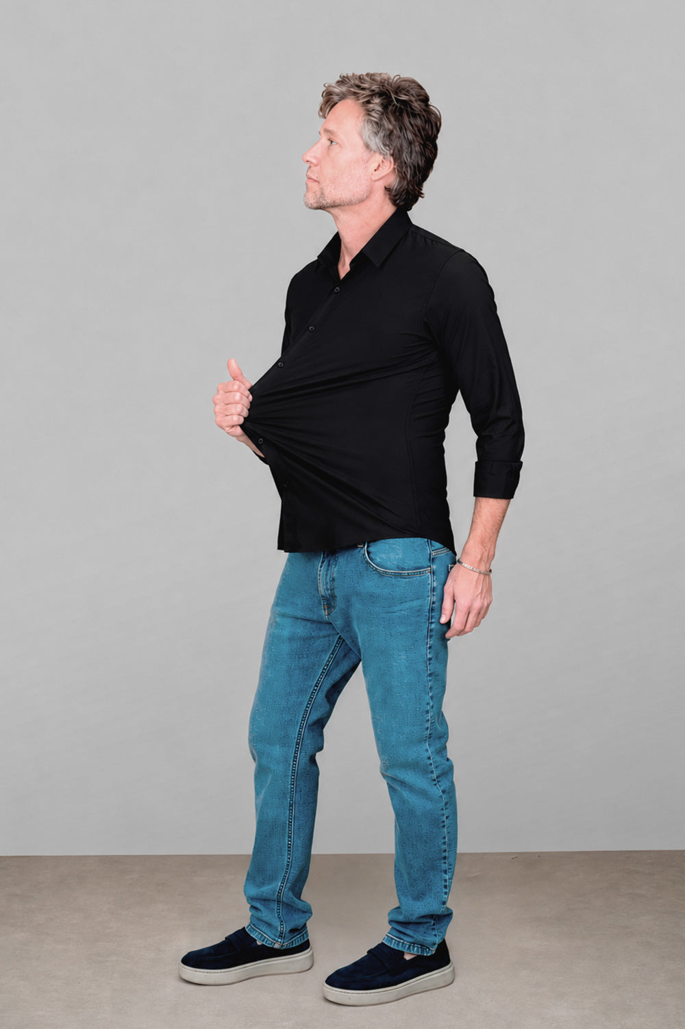 Camisa Tech Slim de Poliamida Preta
