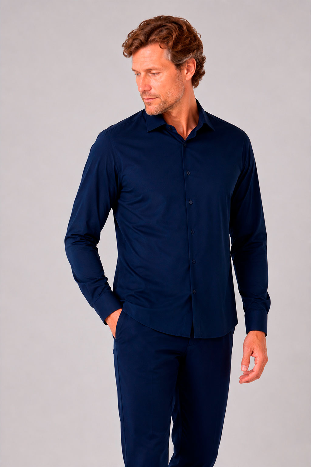Camisa Tech Slim de Poliamida Marinho