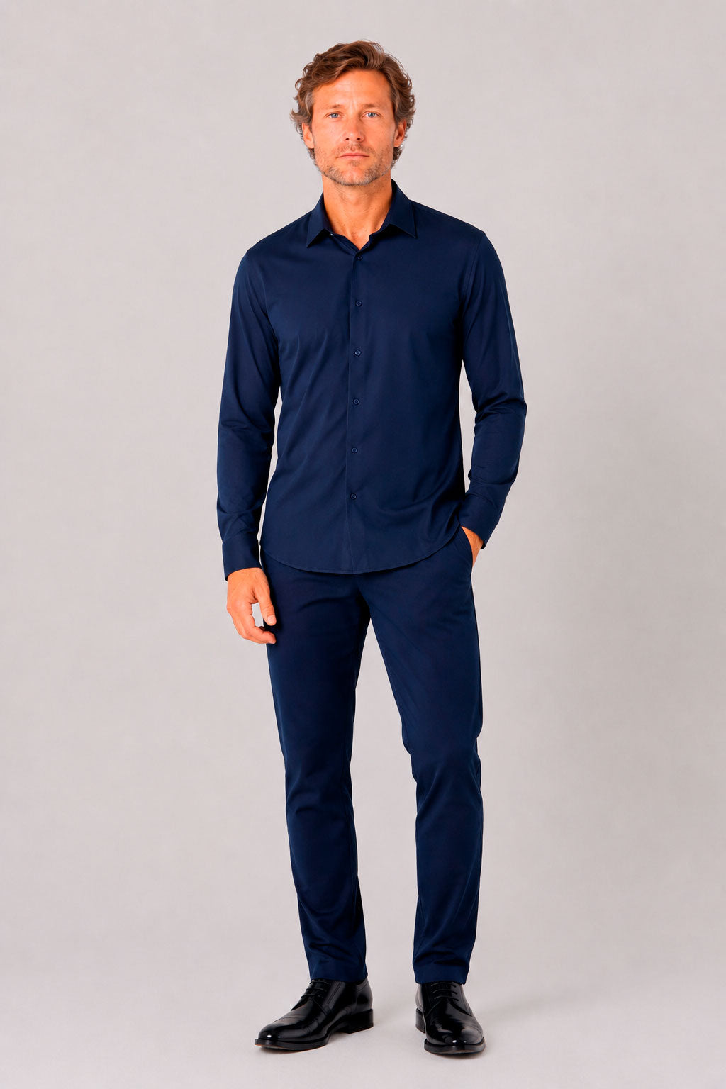 Camisa Tech Slim de Poliamida Marinho
