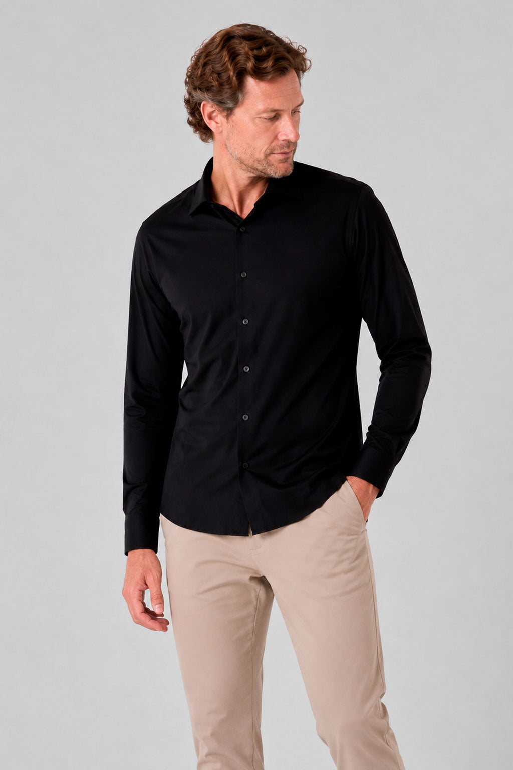 Camisa Tech Slim de Poliamida Preta